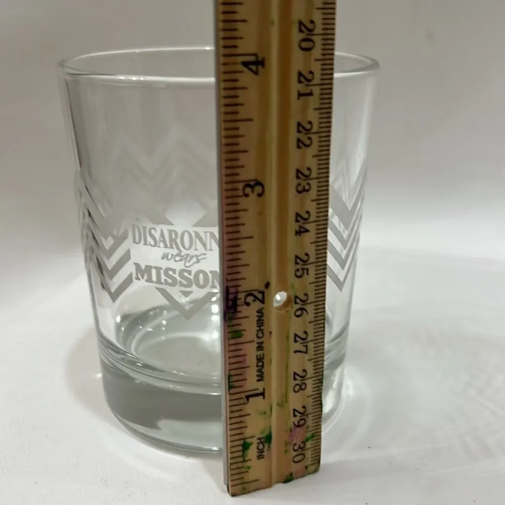 Disaronno Missoni Gray Etched Glass Tumbler Cocktail 10 Oz 3 In Round 3/4 Tall